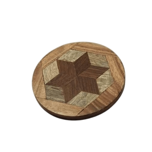 WOOD PRINTED COASTER ROUND SHAPE (DECAL)